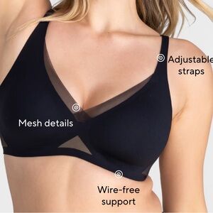 Honeylove NEW Black Crossover V Neck Black Bra M